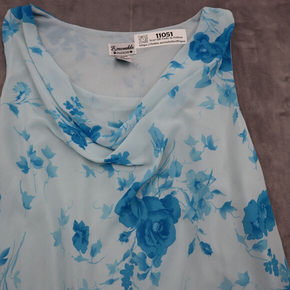 Esmeralda Dress Womens 3X Blue Hi Low One Shoulder Plus Size Blue Floral - Picture 7 of 16